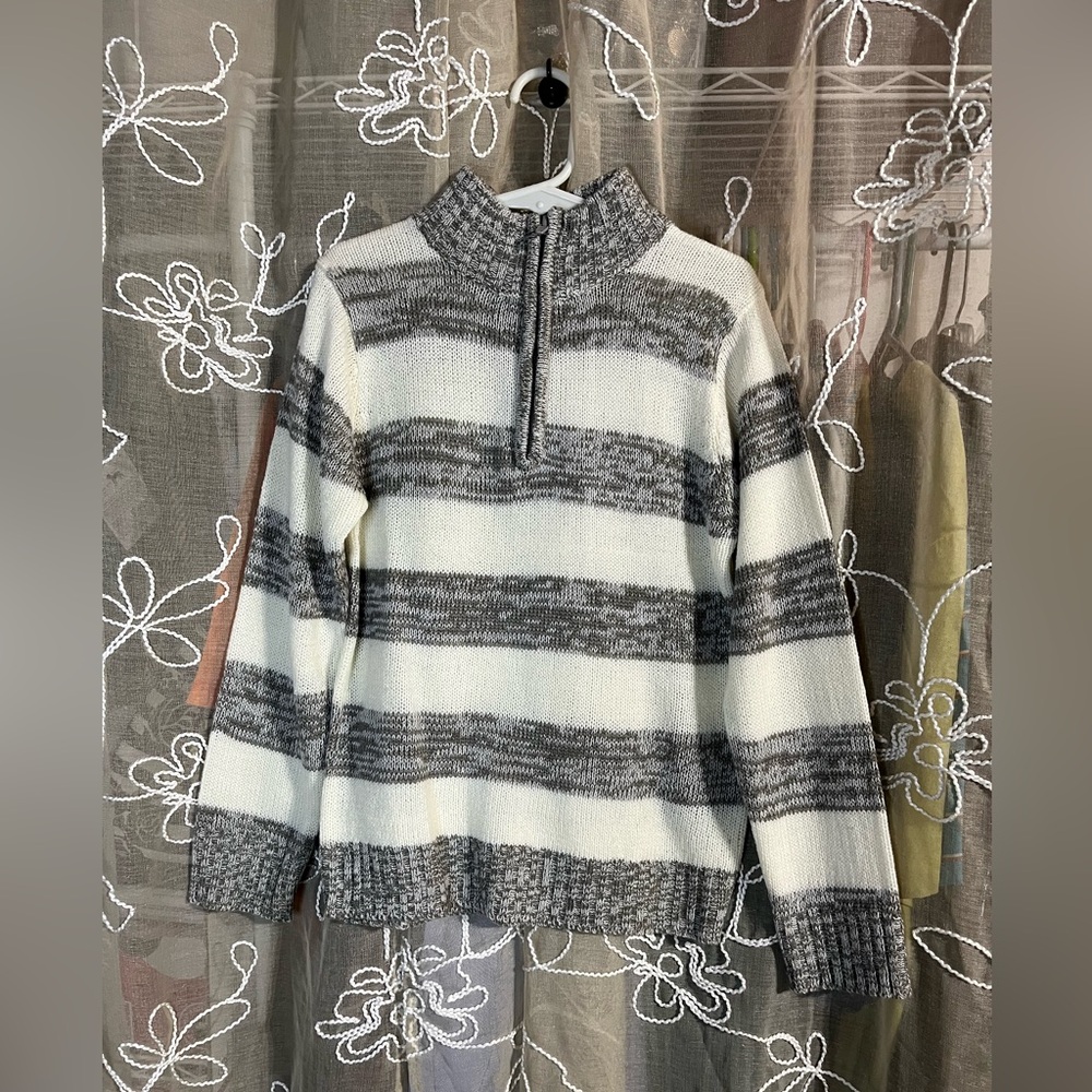 Kids Sezzit Gray White Striped Sweater